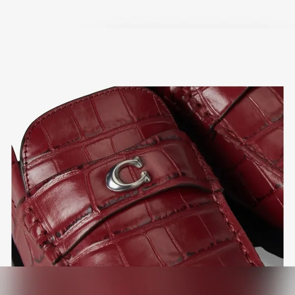 Coach NWB Joselyn Embossed Croc Loafers Dark Ruby Size 7B - Picture 6 of 16